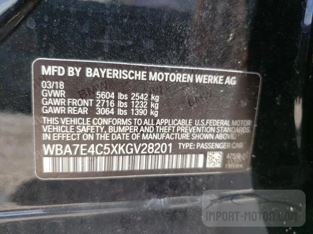 WBA7E4C5XKGV28201 2019 BMW 740 Xi