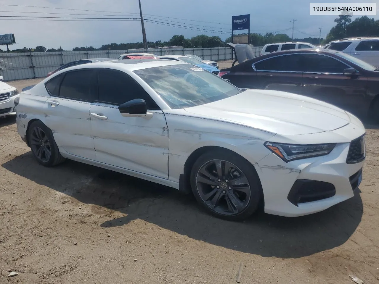 2022 Acura Tlx Tech A VIN: 19UUB5F54NA006110 Lot: 60682564