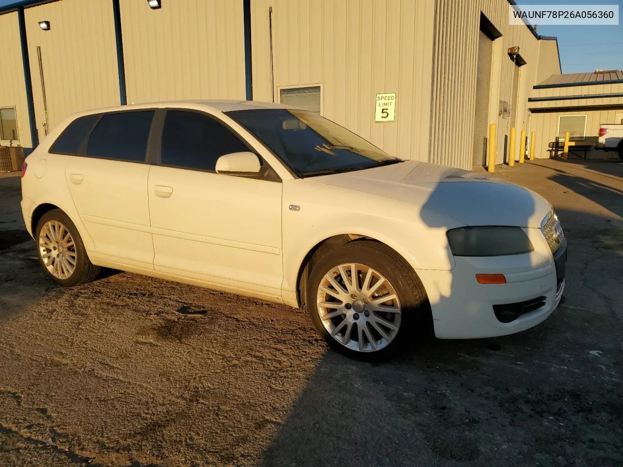 2006 Audi A3 2.0 Premium VIN: WAUNF78P26A056360 Lot: 67612554