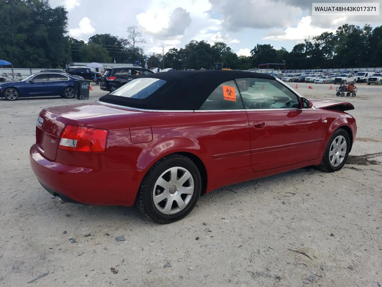 2003 Audi A4 3.0 Cabriolet VIN: WAUAT48H43K017371 Lot: 69662274