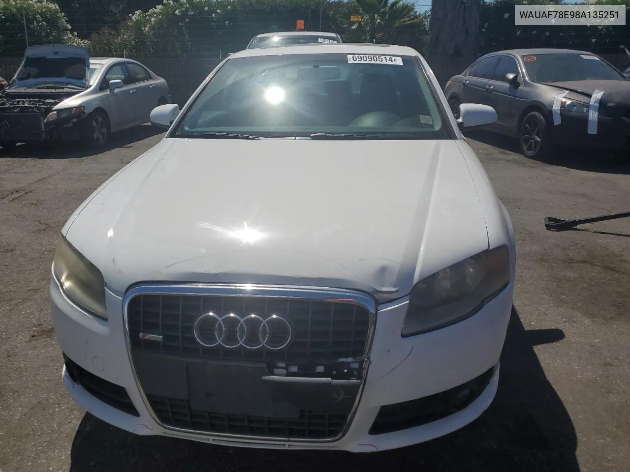 2008 Audi A4 2.0T VIN: WAUAF78E98A135251 Lot: 69090514