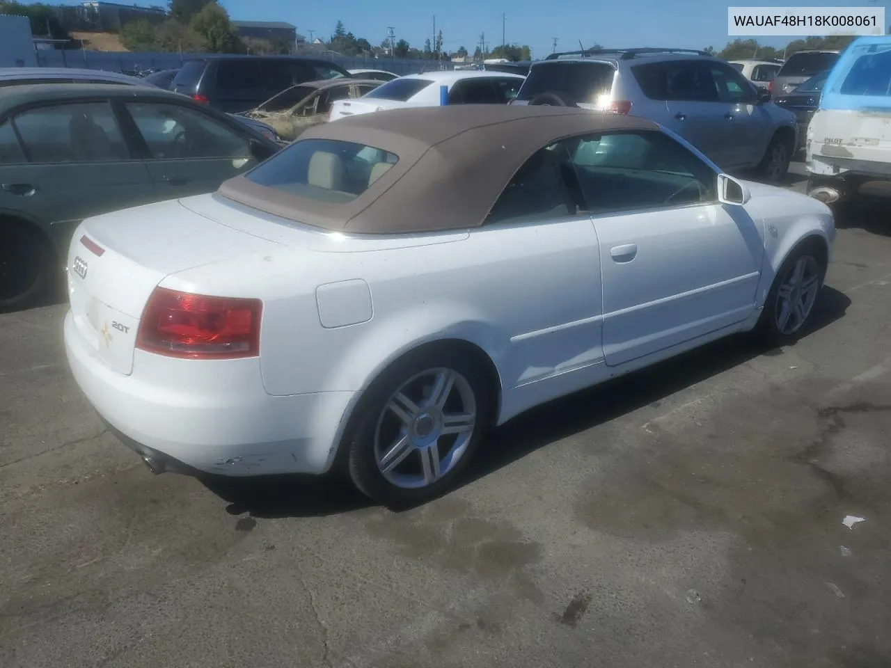 2008 Audi A4 2.0T Cabriolet VIN: WAUAF48H18K008061 Lot: 71630964