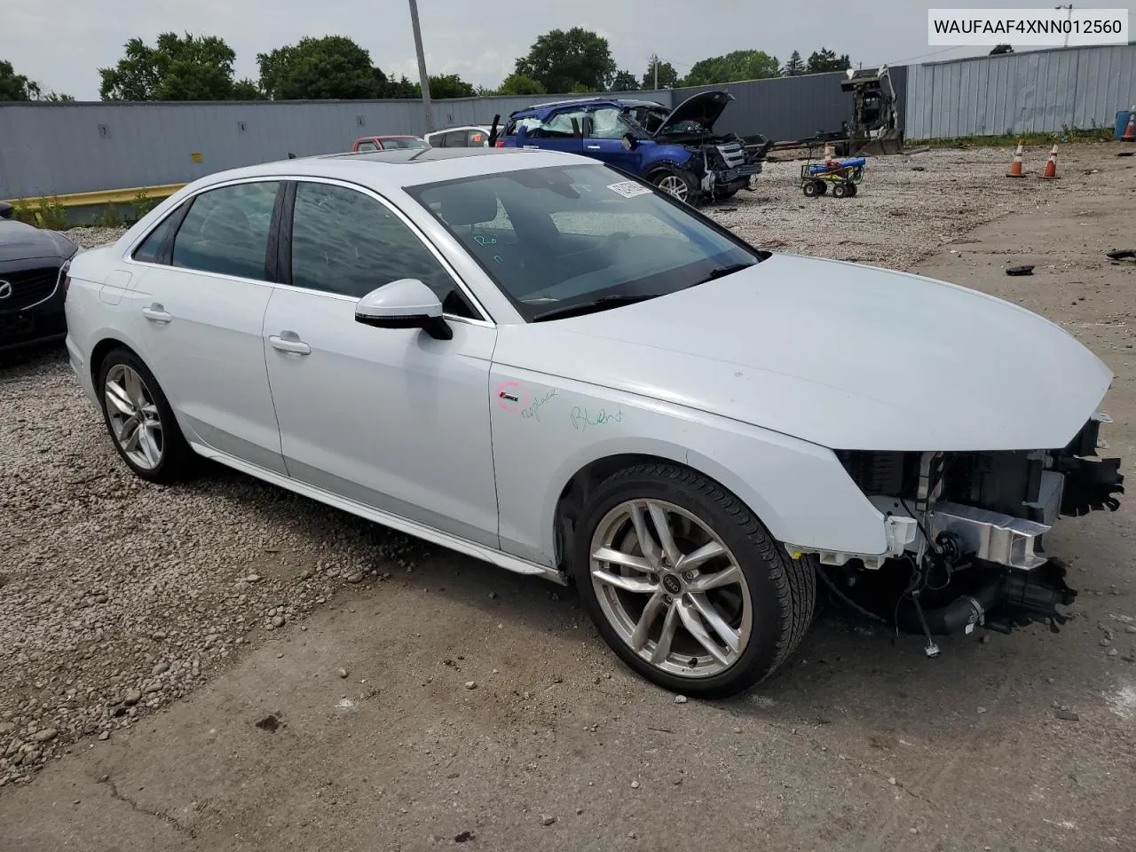 WAUFAAF4XNN012560 2022 Audi A4 Prestige 45