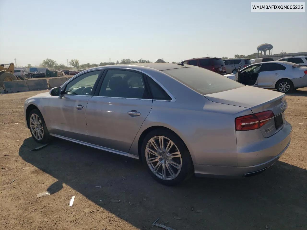 2016 Audi A8 L Quattro VIN: WAU43AFDXGN005225 Lot: 71632514