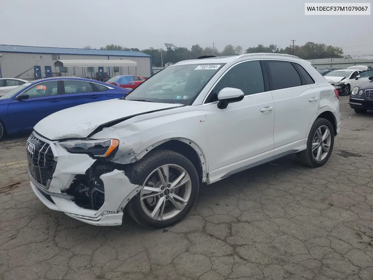 2021 Audi Q3 Premium S Line 45 VIN: WA1DECF37M1079067 Lot: 71037004