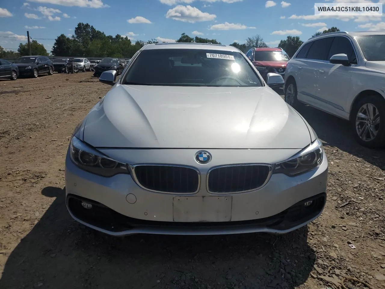 2019 BMW 430Xi Gran Coupe VIN: WBA4J3C51KBL10430 Lot: 70718904