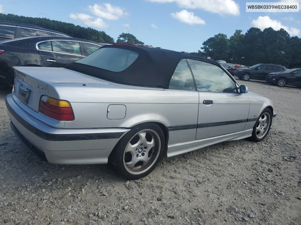 1998 BMW M3 Automatic VIN: WBSBK0339WEC38400 Lot: 69770044