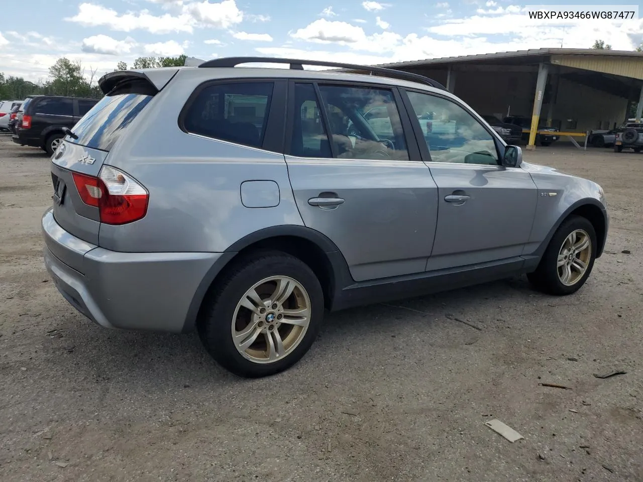 2006 BMW X3 3.0I VIN: WBXPA93466WG87477 Lot: 66401984