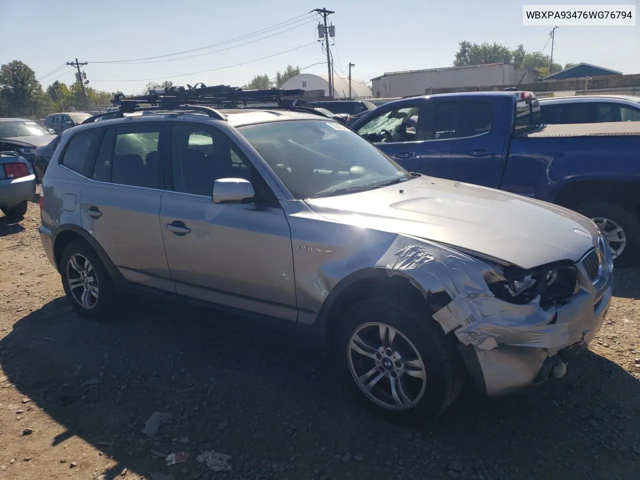 2006 BMW X3 3.0I VIN: WBXPA93476WG76794 Lot: 70817114