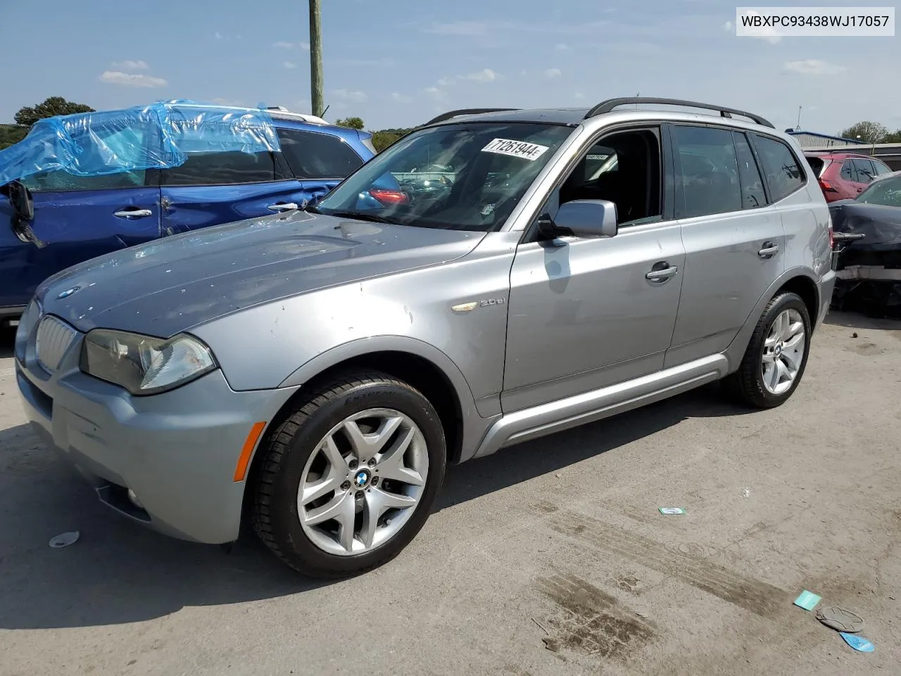 2008 BMW X3 3.0Si VIN: WBXPC93438WJ17057 Lot: 71261944