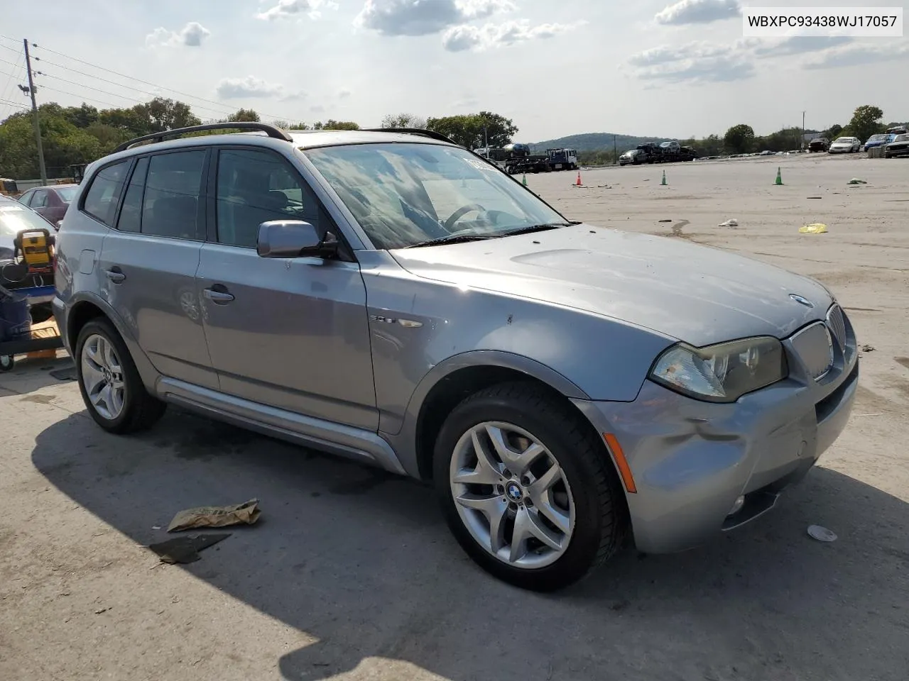 2008 BMW X3 3.0Si VIN: WBXPC93438WJ17057 Lot: 71261944