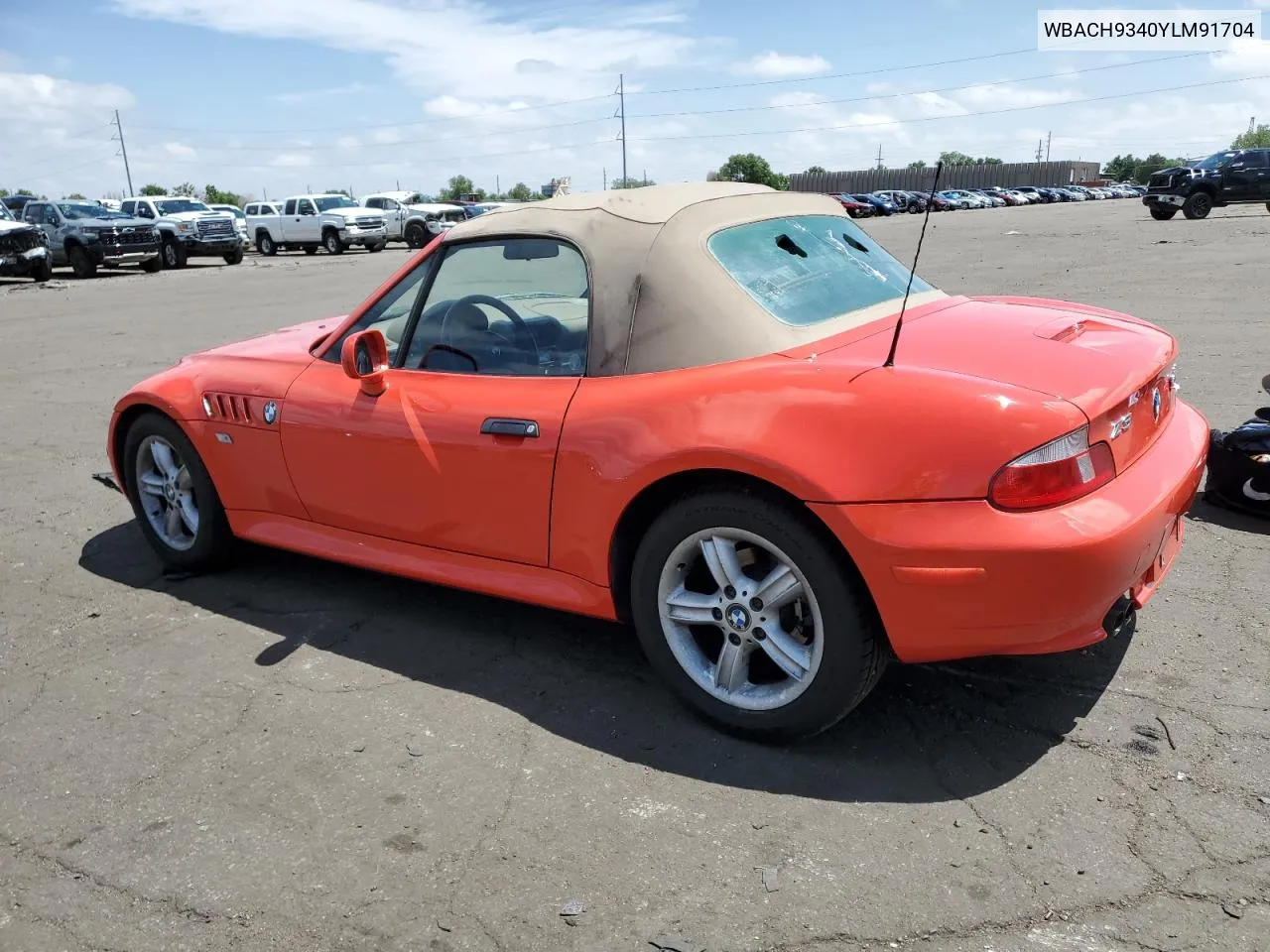 2000 BMW Z3 2.3 VIN: WBACH9340YLM91704 Lot: 57235124