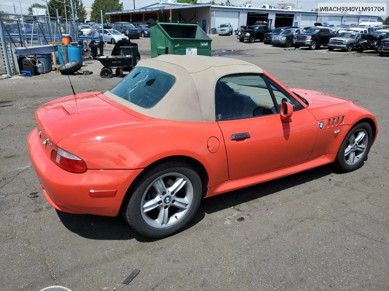 2000 BMW Z3 2.3 VIN: WBACH9340YLM91704 Lot: 57235124