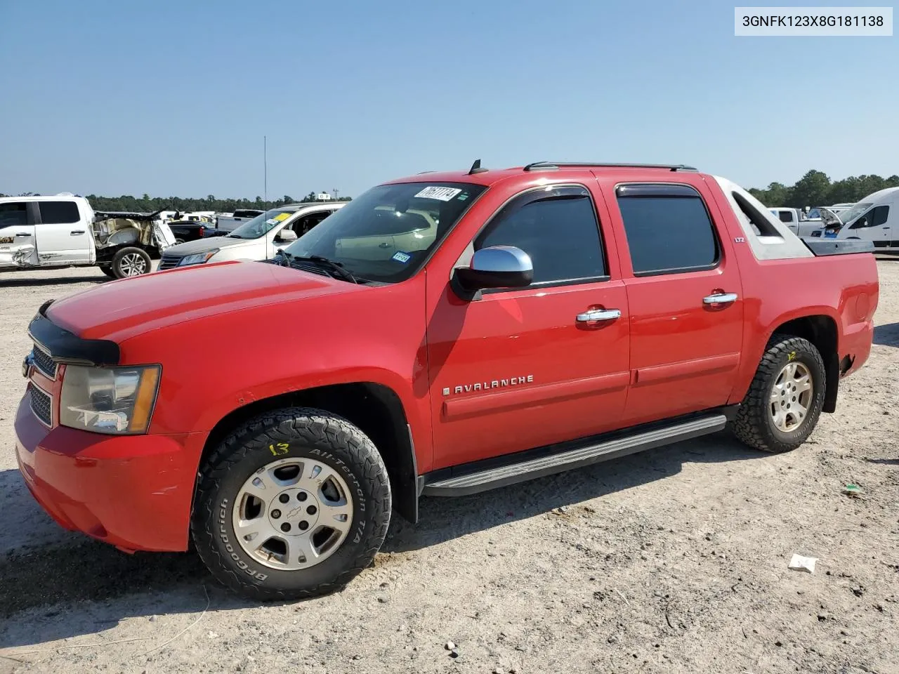 2008 Chevrolet Avalanche K1500 VIN: 3GNFK123X8G181138 Lot: 70577774