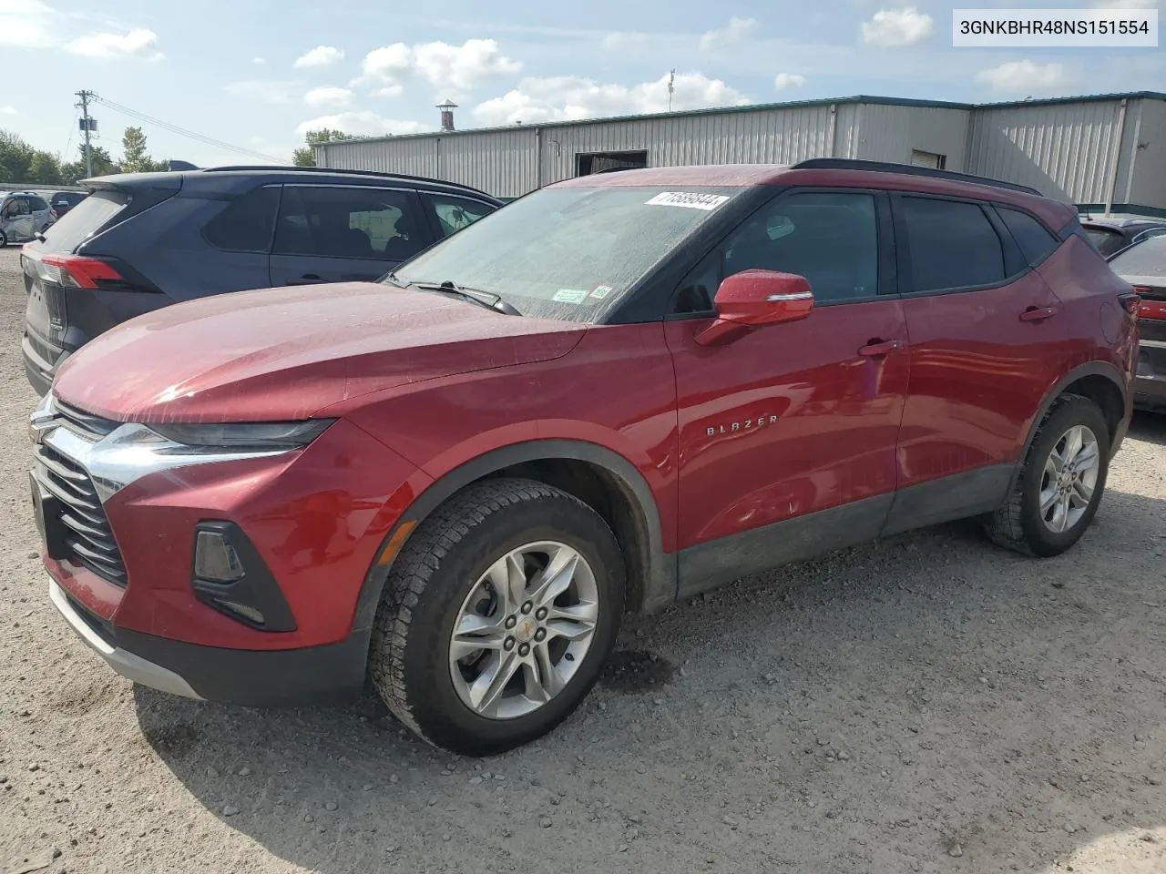 2022 Chevrolet Blazer 2Lt VIN: 3GNKBHR48NS151554 Lot: 71589844