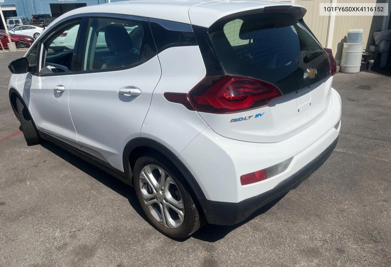 2019 Chevrolet Bolt Ev Lt VIN: 1G1FY6S0XK4116152 Lot: 71631354