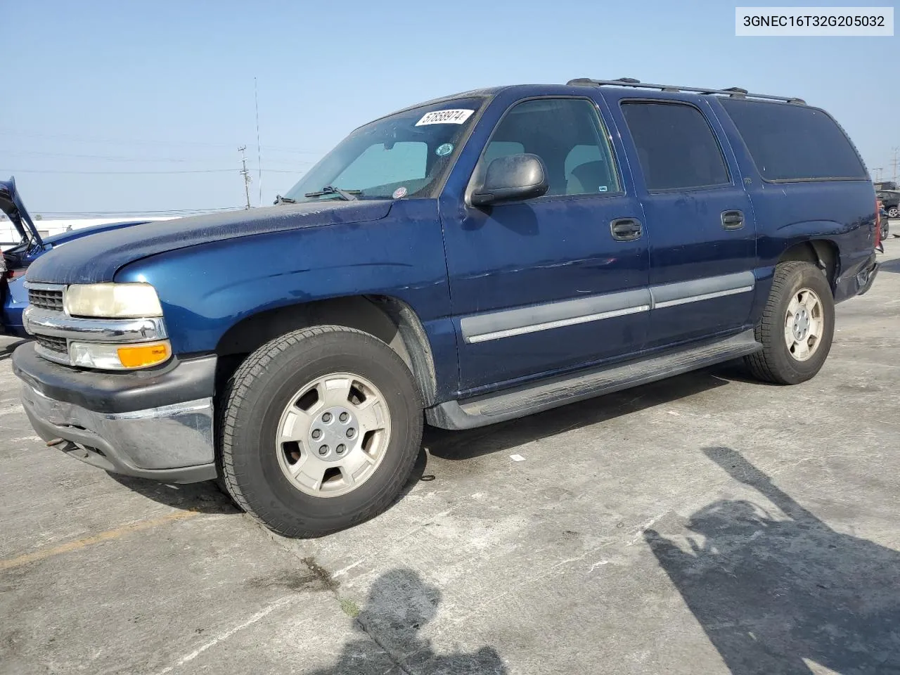 2002 Chevrolet Suburban C1500 VIN: 3GNEC16T32G205032 Lot: 57858974