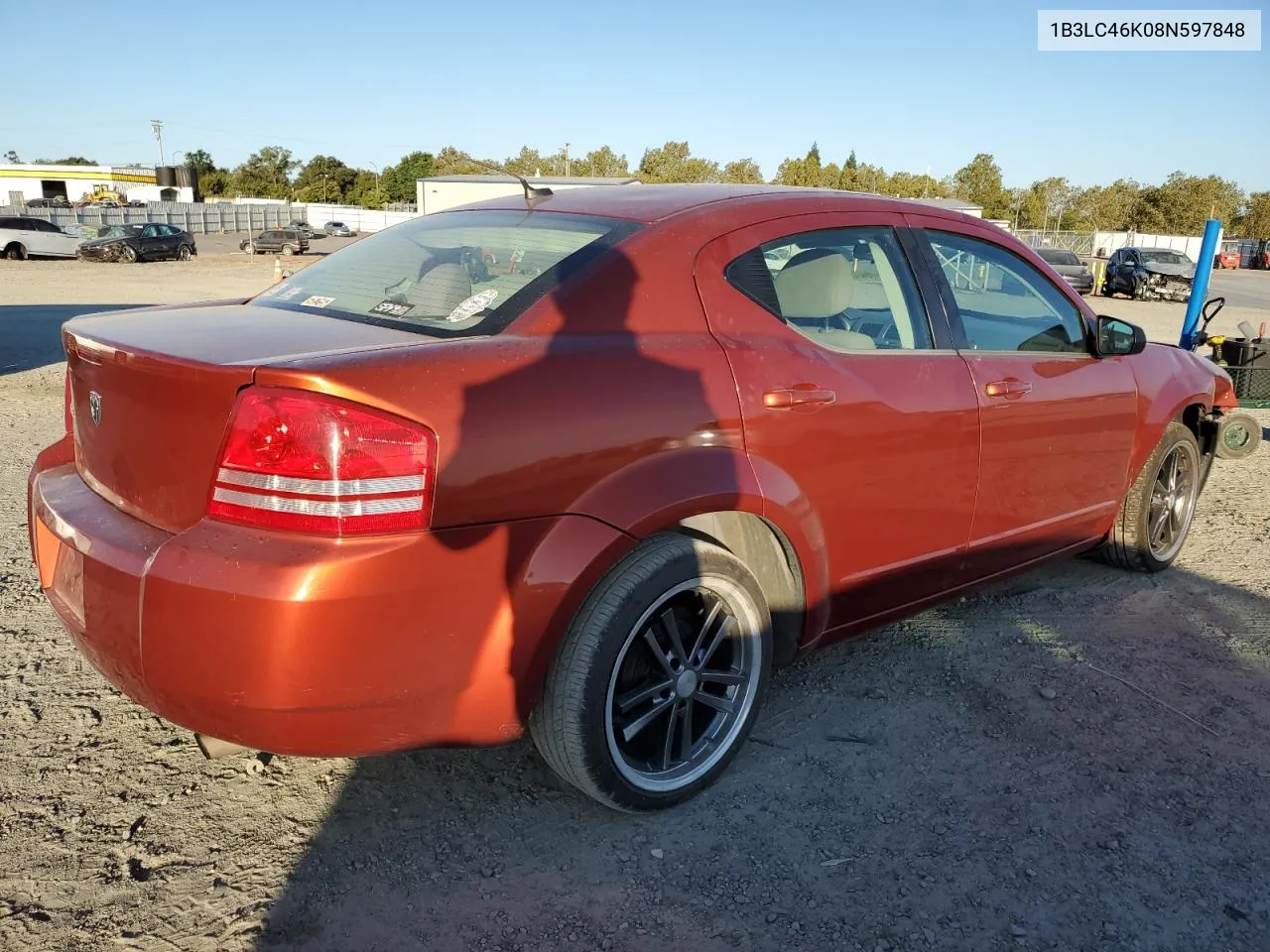 2008 Dodge Avenger Se VIN: 1B3LC46K08N597848 Lot: 66919944