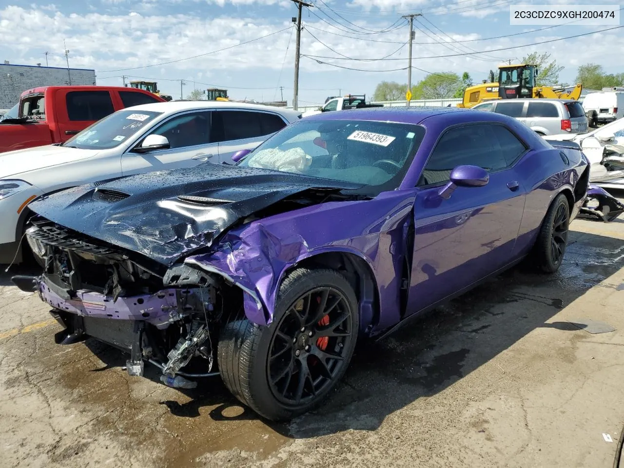 2C3CDZC9XGH200474 2016 Dodge Challenger Srt Hellcat