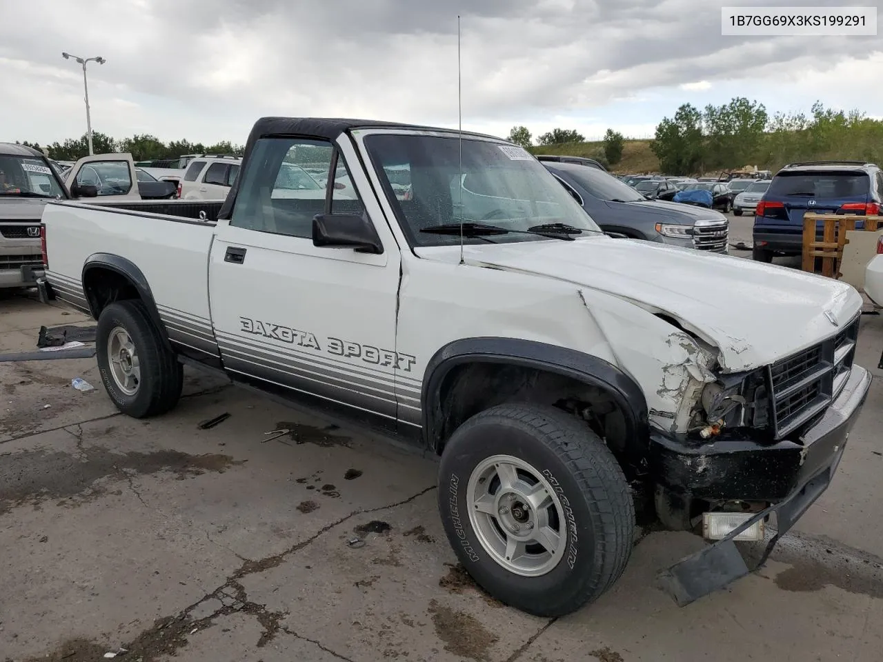 1989 Dodge Dakota Sport VIN: 1B7GG69X3KS199291 Lot: 69616264