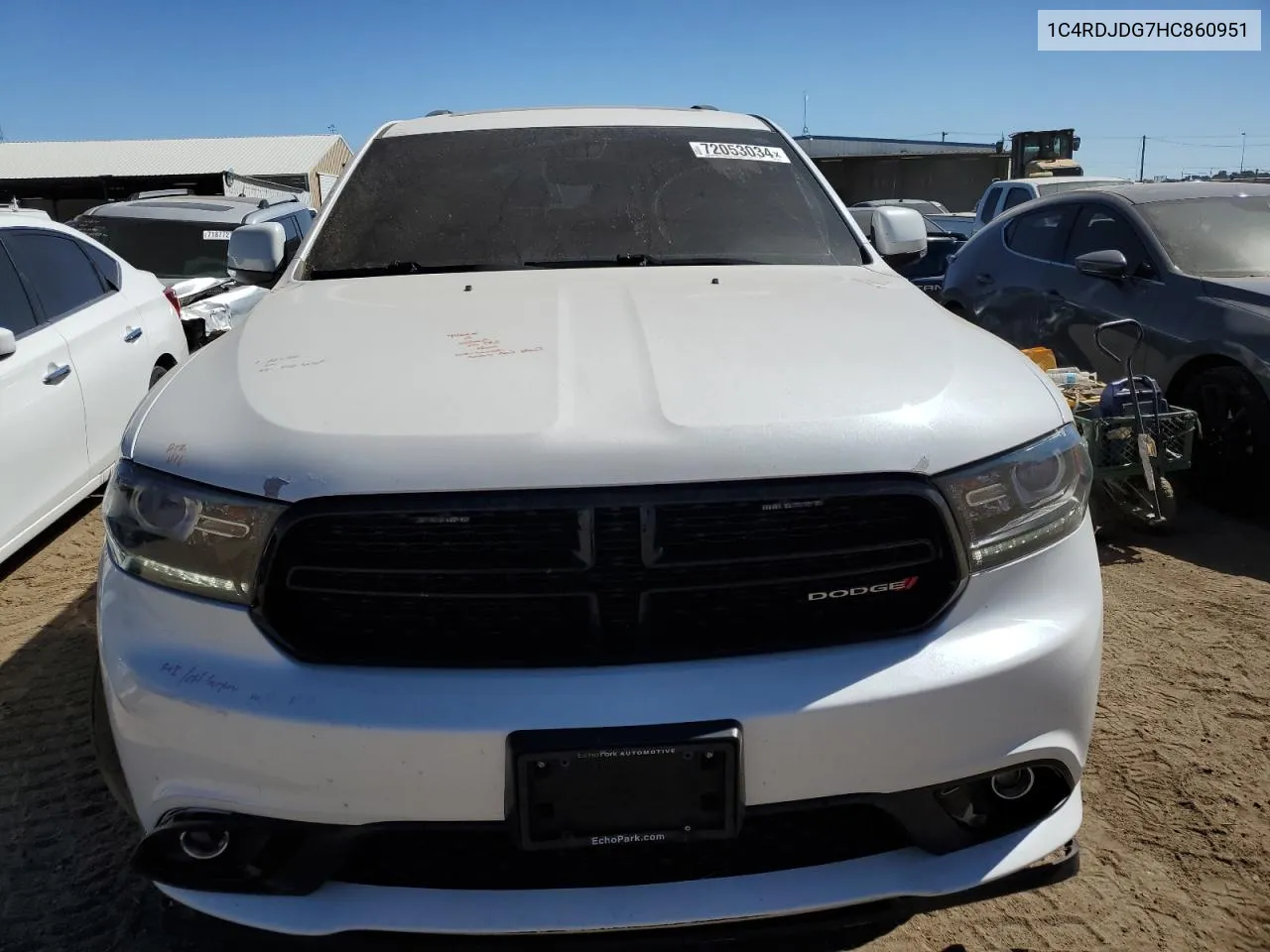 2017 Dodge Durango Gt VIN: 1C4RDJDG7HC860951 Lot: 72053034