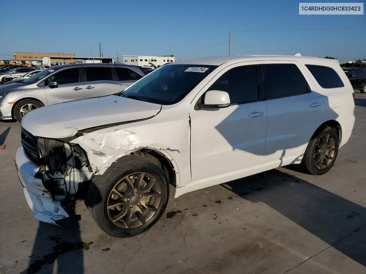 2017 Dodge Durango Gt VIN: 1C4RDHDG0HC833423 Lot: 72334784