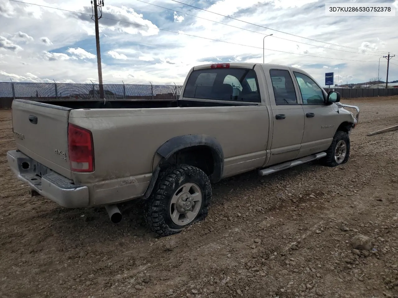 2003 Dodge Ram 2500 St VIN: 3D7KU28653G752378 Lot: 45702074