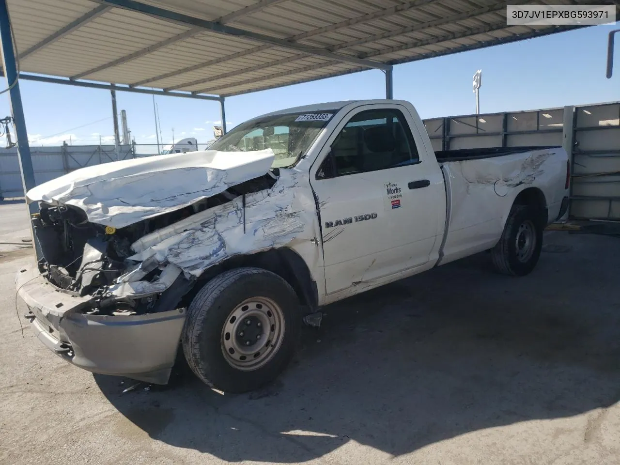 2011 Dodge Ram 1500 VIN: 3D7JV1EPXBG593971 Lot: 77263353