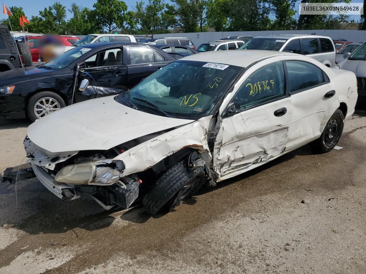 2003 Dodge Stratus Se VIN: 1B3EL36X03N549628 Lot: 55719214