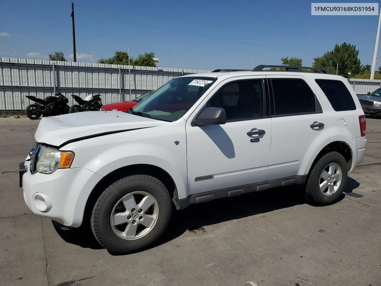 2008 Ford Escape Xlt VIN: 1FMCU93168KD51954 Lot: 71547214