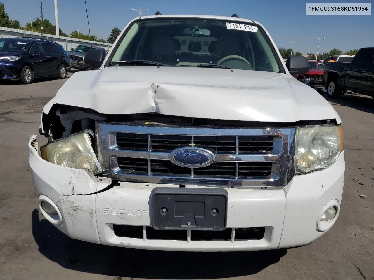 2008 Ford Escape Xlt VIN: 1FMCU93168KD51954 Lot: 71547214