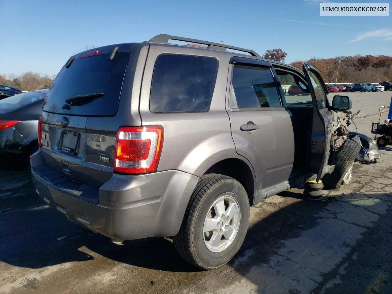 2012 Ford Escape Xlt VIN: 1FMCU0DGXCKC07430 Lot: 75731883