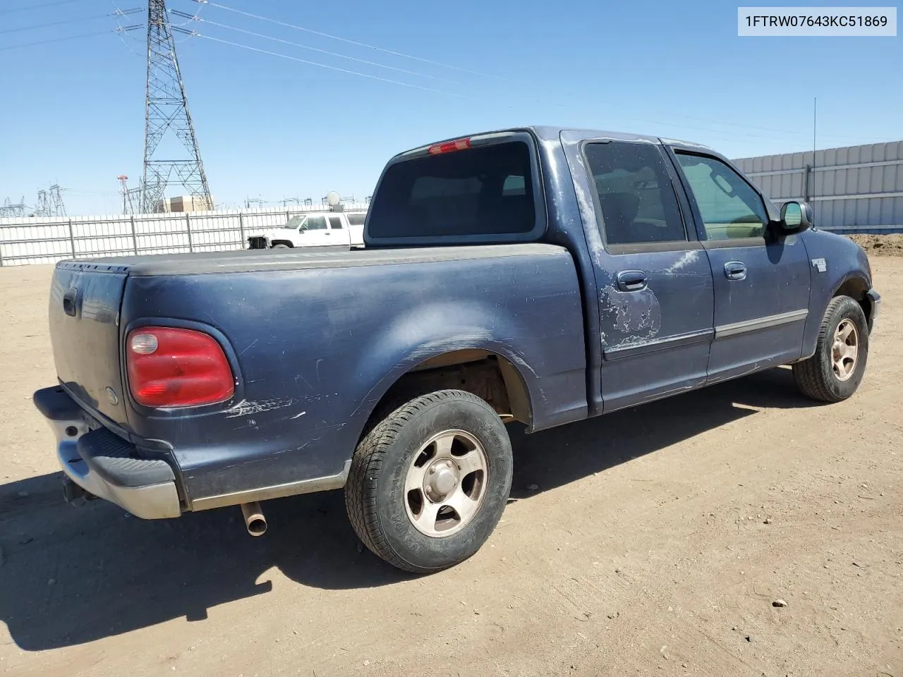 2003 Ford F150 Supercrew VIN: 1FTRW07643KC51869 Lot: 71806894