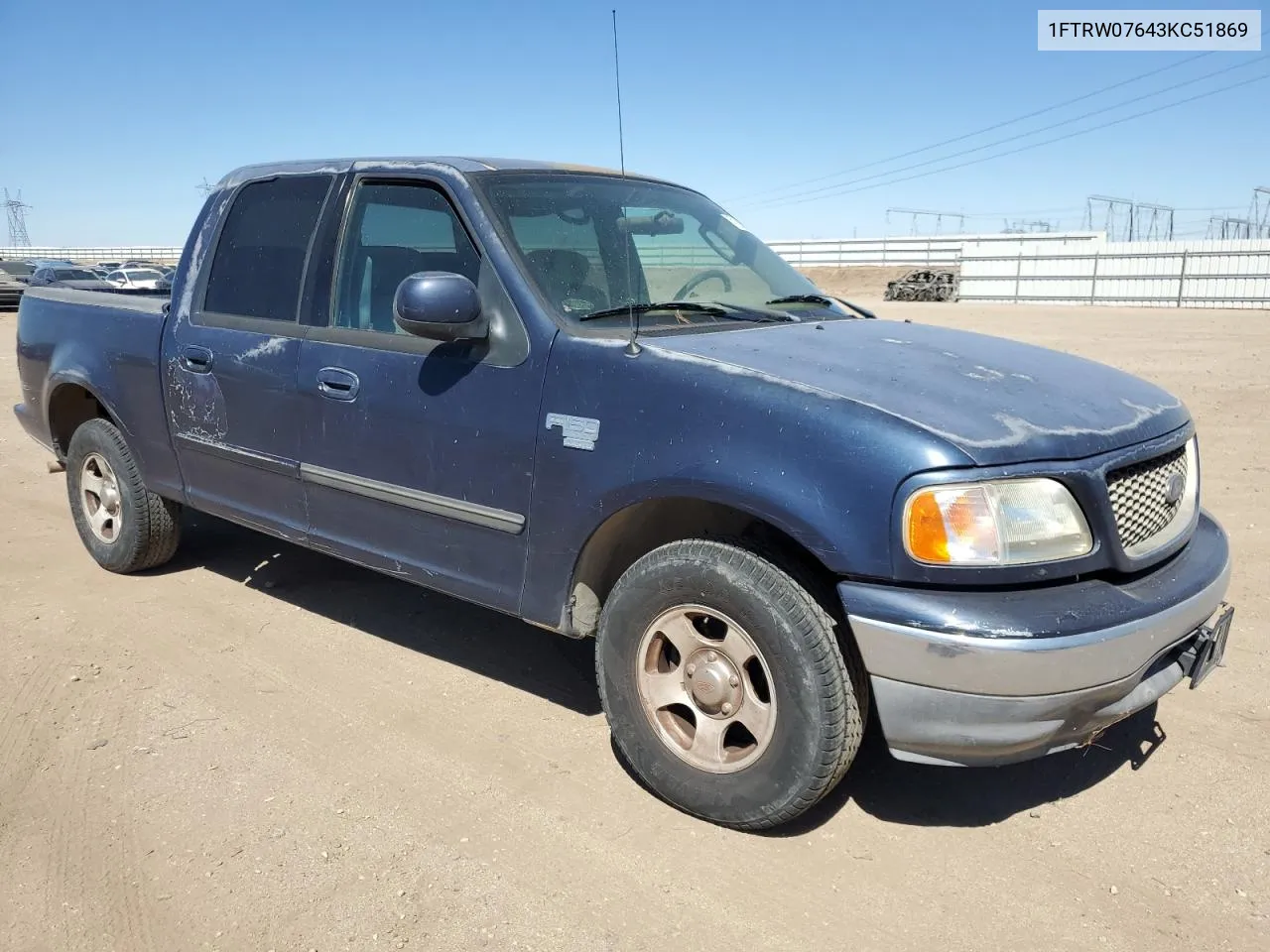 1FTRW07643KC51869 2003 Ford F150 Supercrew