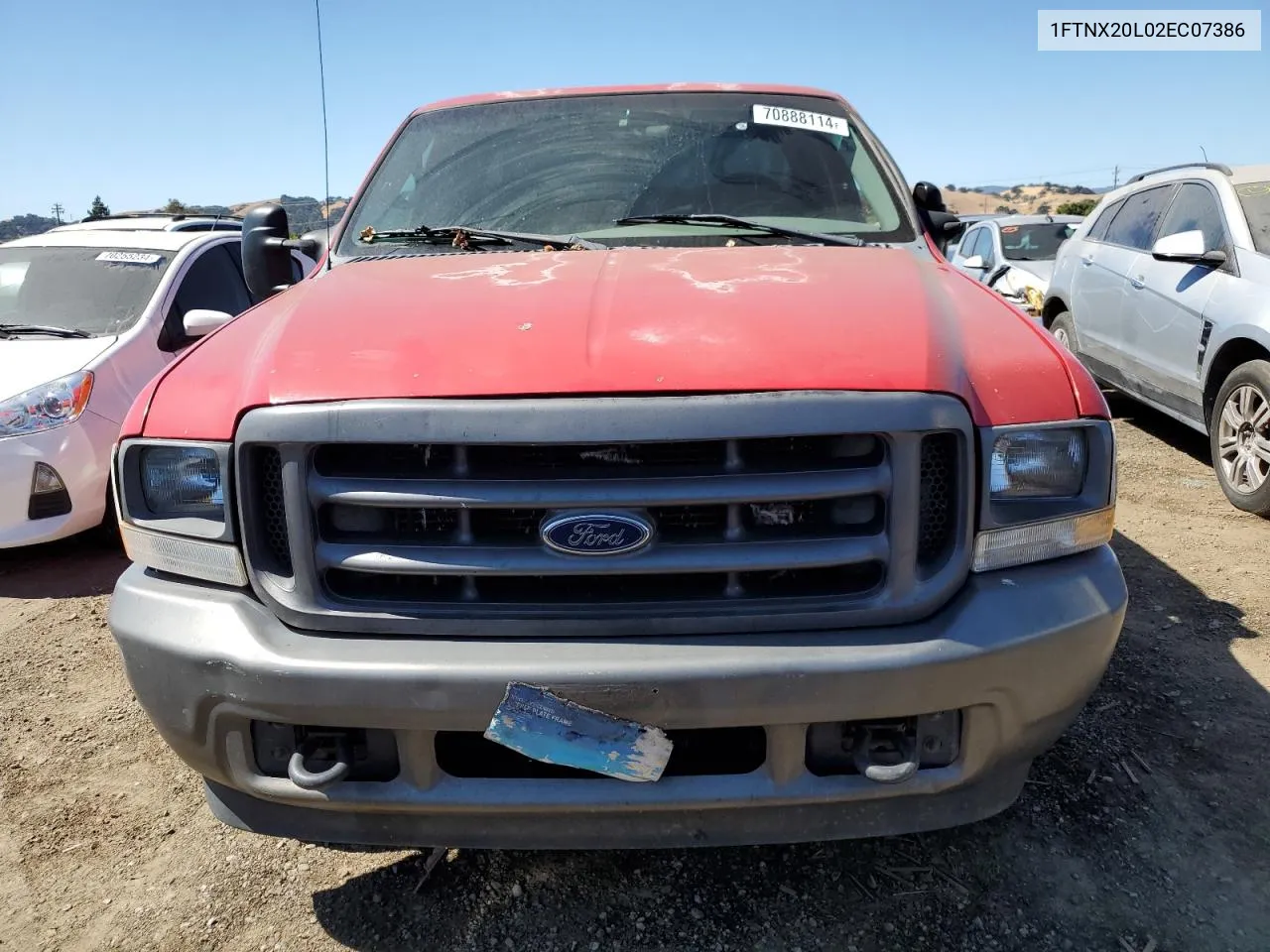 2002 Ford F250 Super Duty VIN: 1FTNX20L02EC07386 Lot: 70888114