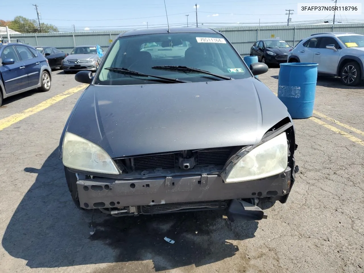 2005 Ford Focus Zx5 VIN: 3FAFP37N05R118796 Lot: 70511164