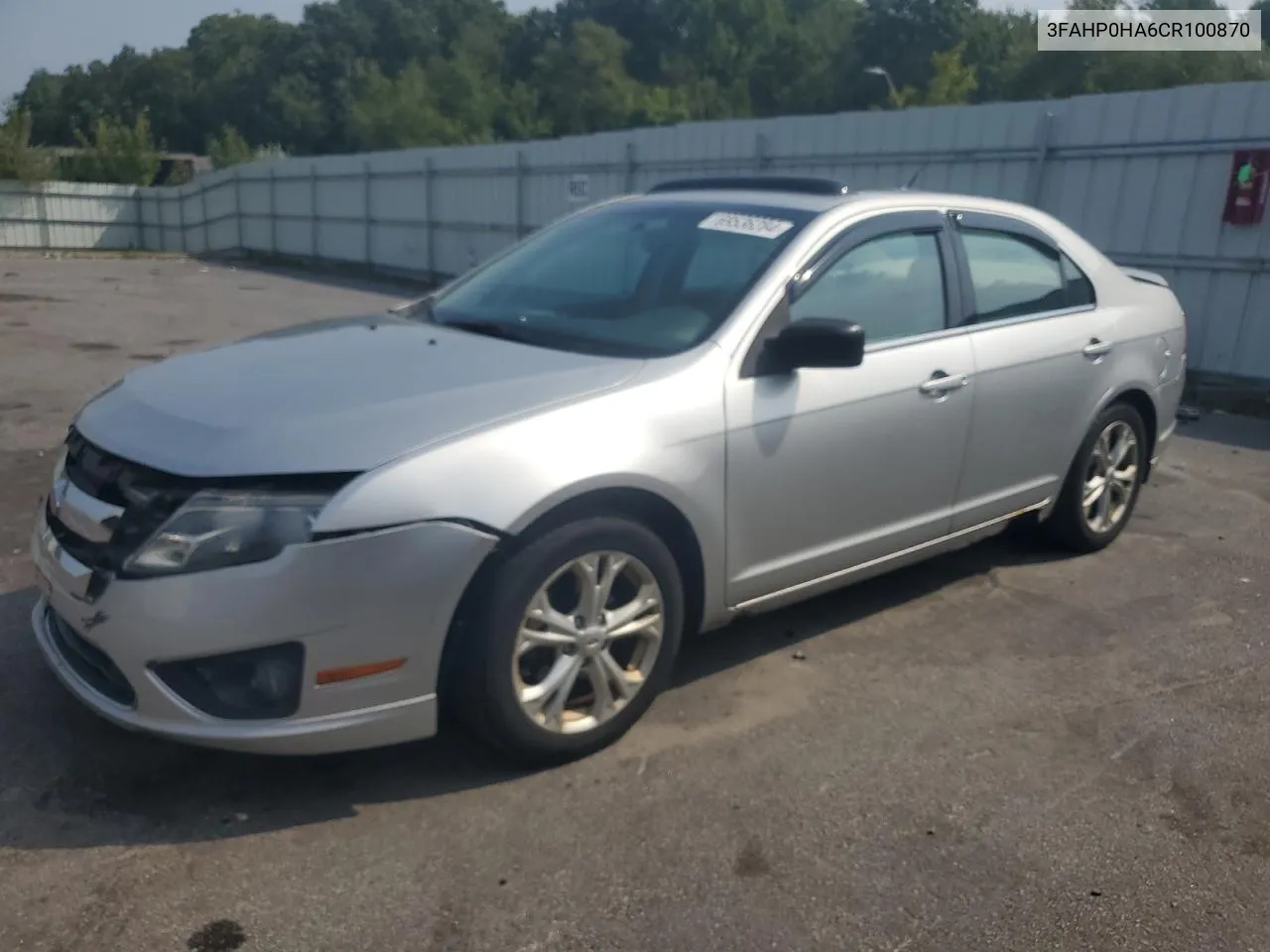 2012 Ford Fusion Se VIN: 3FAHP0HA6CR100870 Lot: 69536284