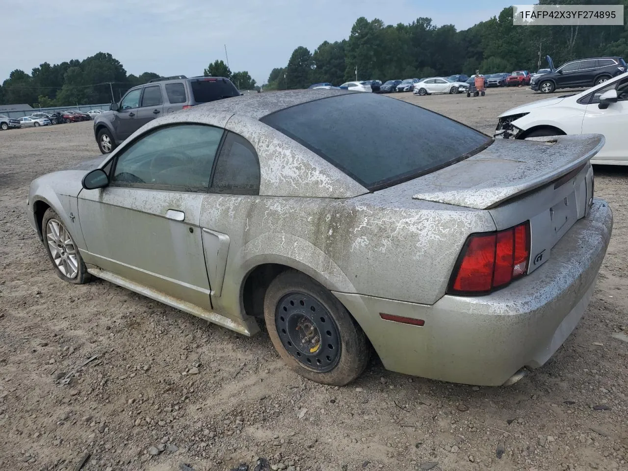 2000 Ford Mustang Gt VIN: 1FAFP42X3YF274895 Lot: 70205124