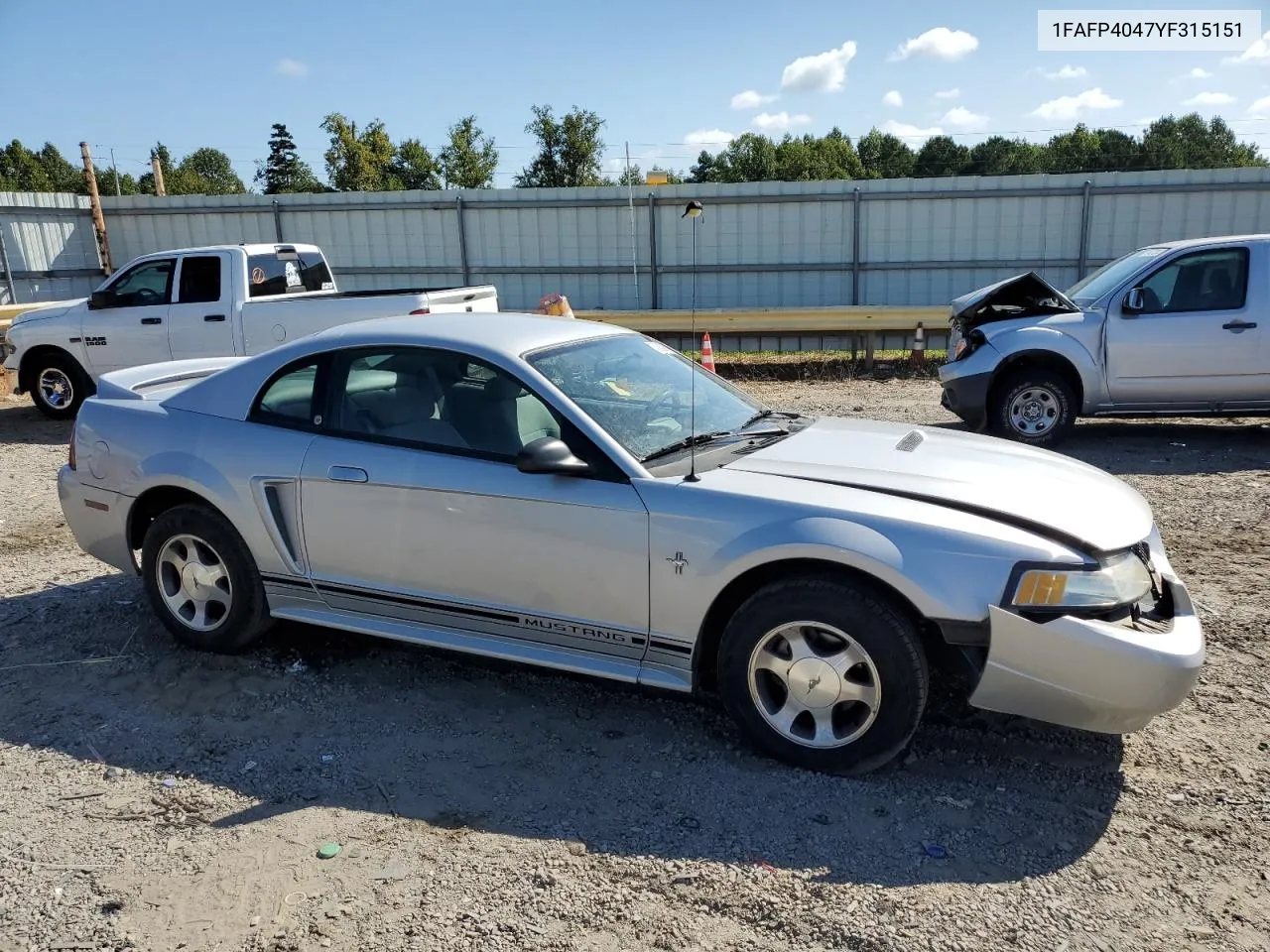 2000 Ford Mustang VIN: 1FAFP4047YF315151 Lot: 70300824