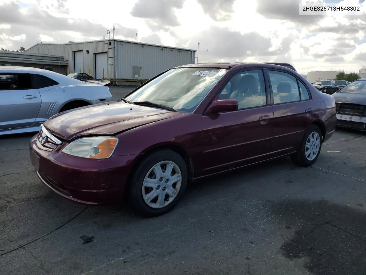 2003 Honda Civic Ex VIN: 2HGES26713H548302 Lot: 71875444