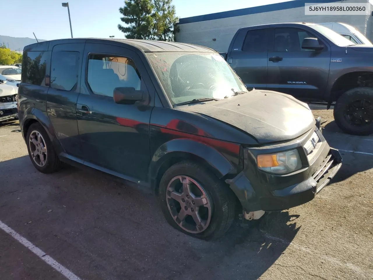 2008 Honda Element Sc VIN: 5J6YH18958L000360 Lot: 70316624