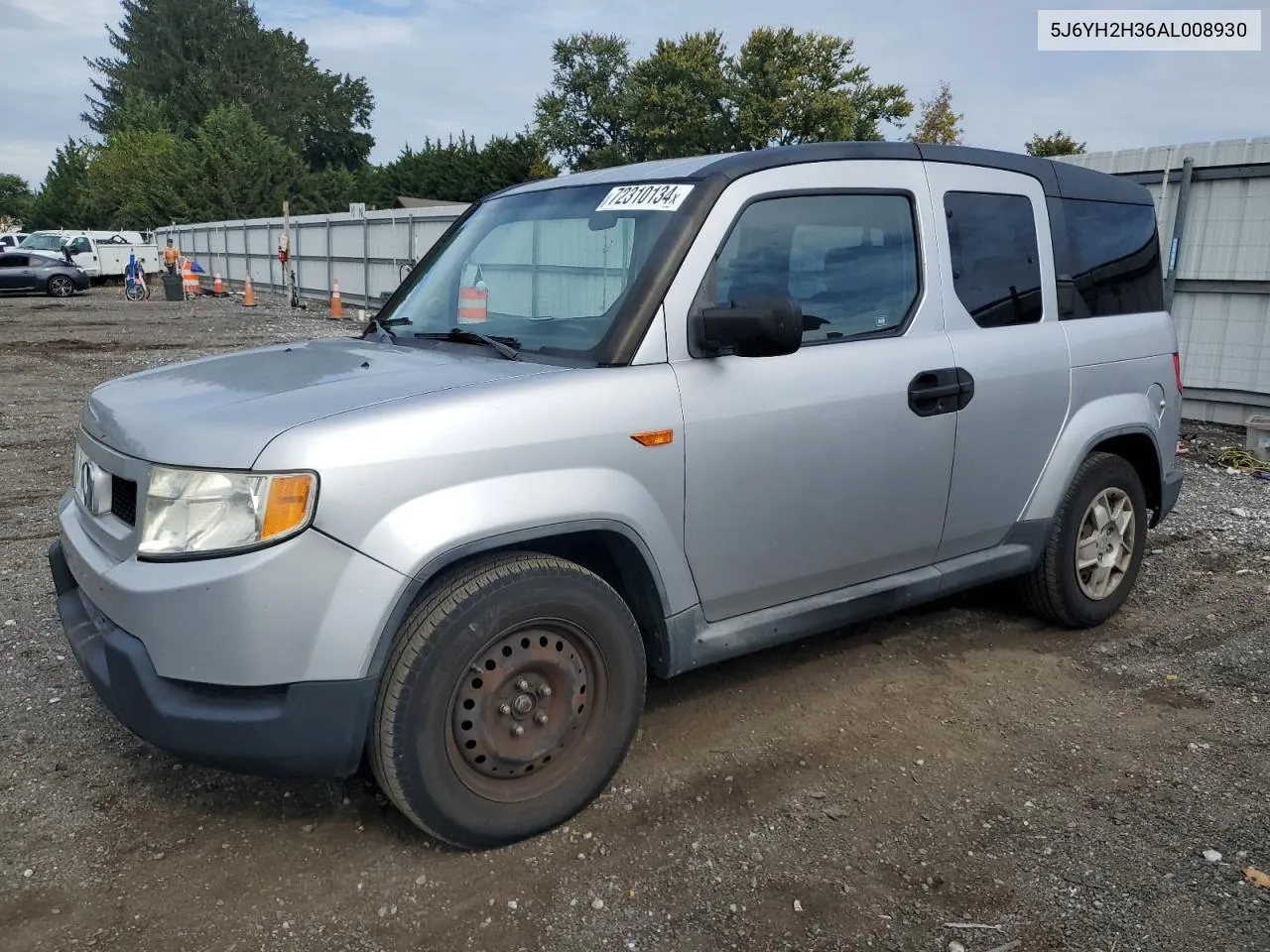 2010 Honda Element Lx VIN: 5J6YH2H36AL008930 Lot: 72310134