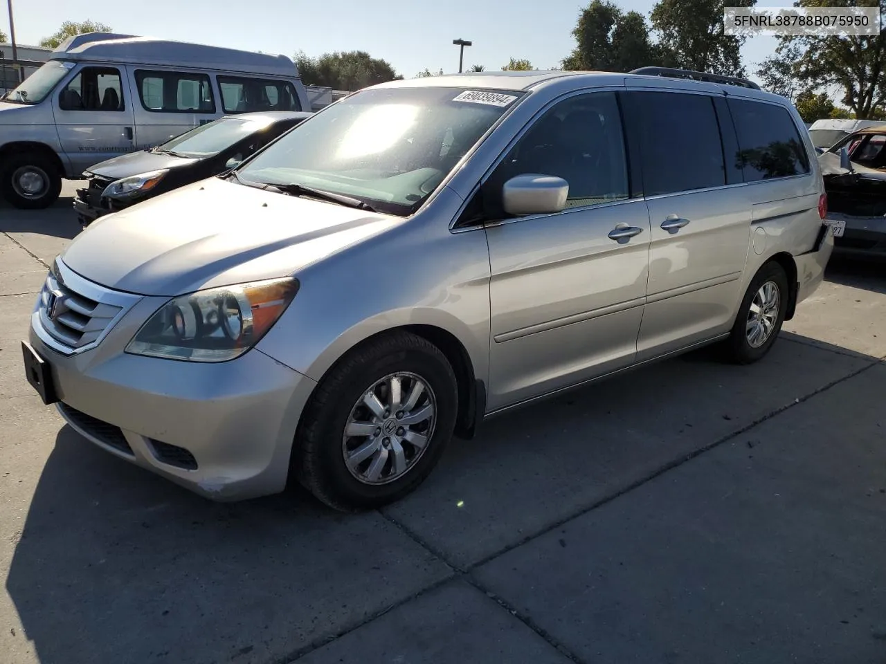 2008 Honda Odyssey Exl VIN: 5FNRL38788B075950 Lot: 69039894