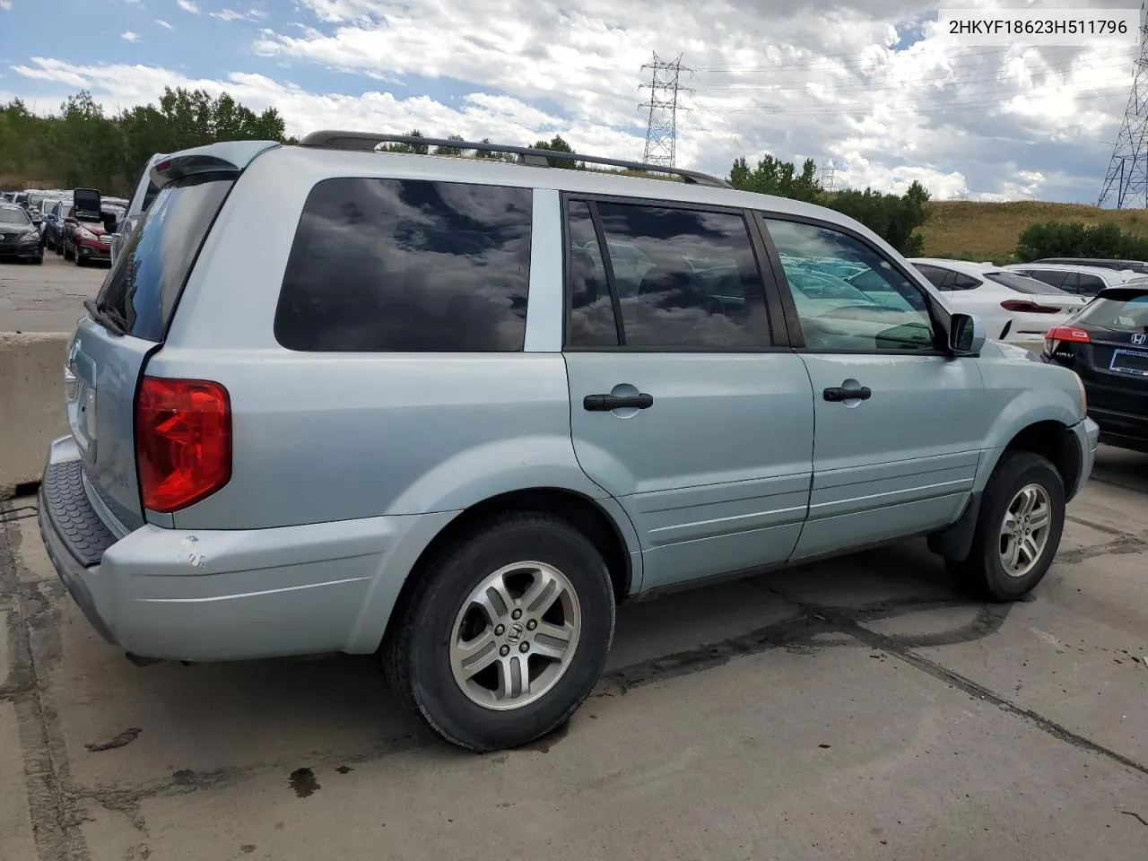 2003 Honda Pilot Exl VIN: 2HKYF18623H511796 Lot: 67503344