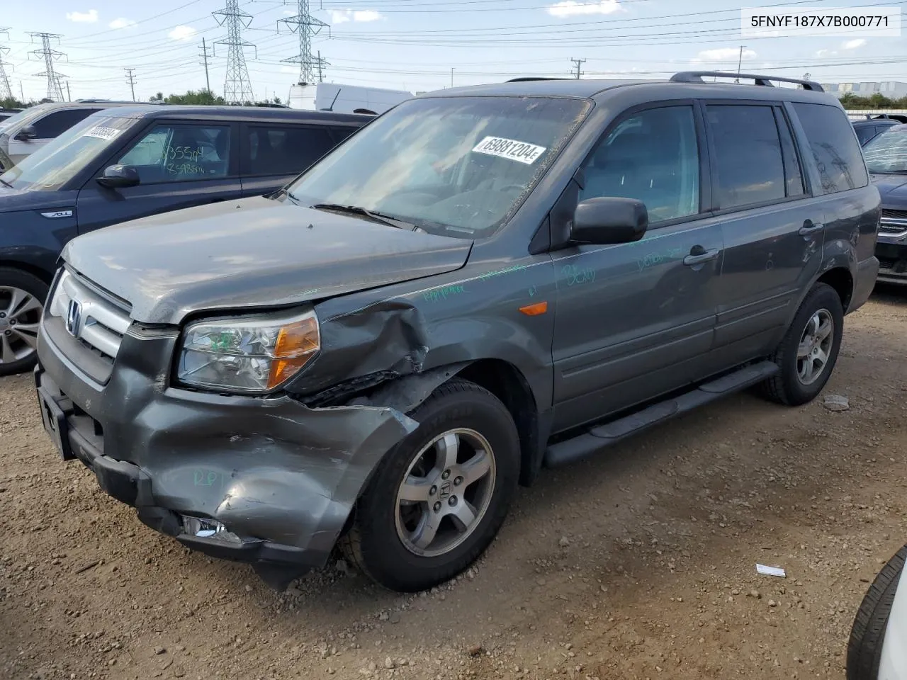 2007 Honda Pilot Exl VIN: 5FNYF187X7B000771 Lot: 69881204