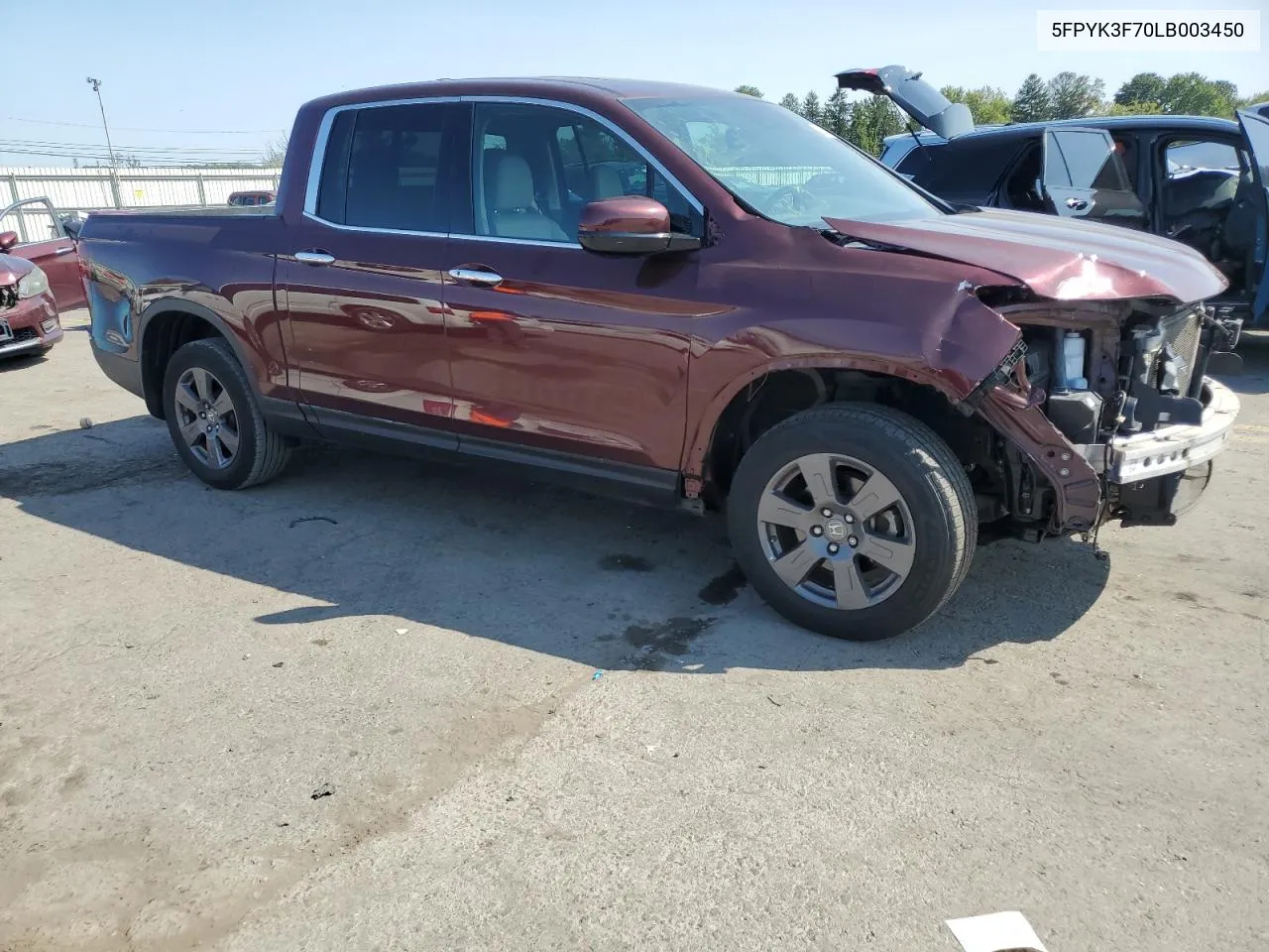 2020 Honda Ridgeline Rtl VIN: 5FPYK3F70LB003450 Lot: 71527944