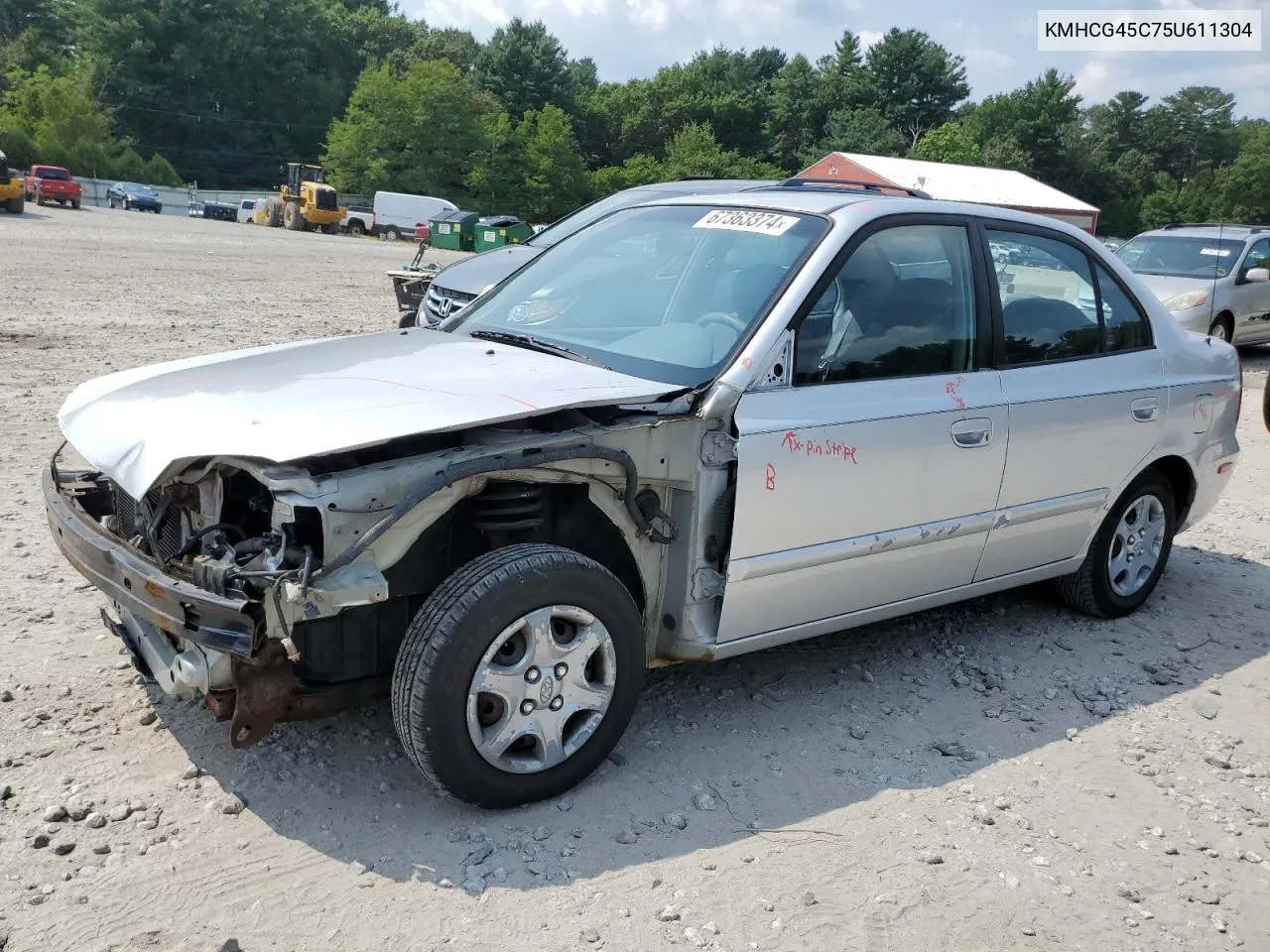 2005 Hyundai Accent Gl VIN: KMHCG45C75U611304 Lot: 67363374