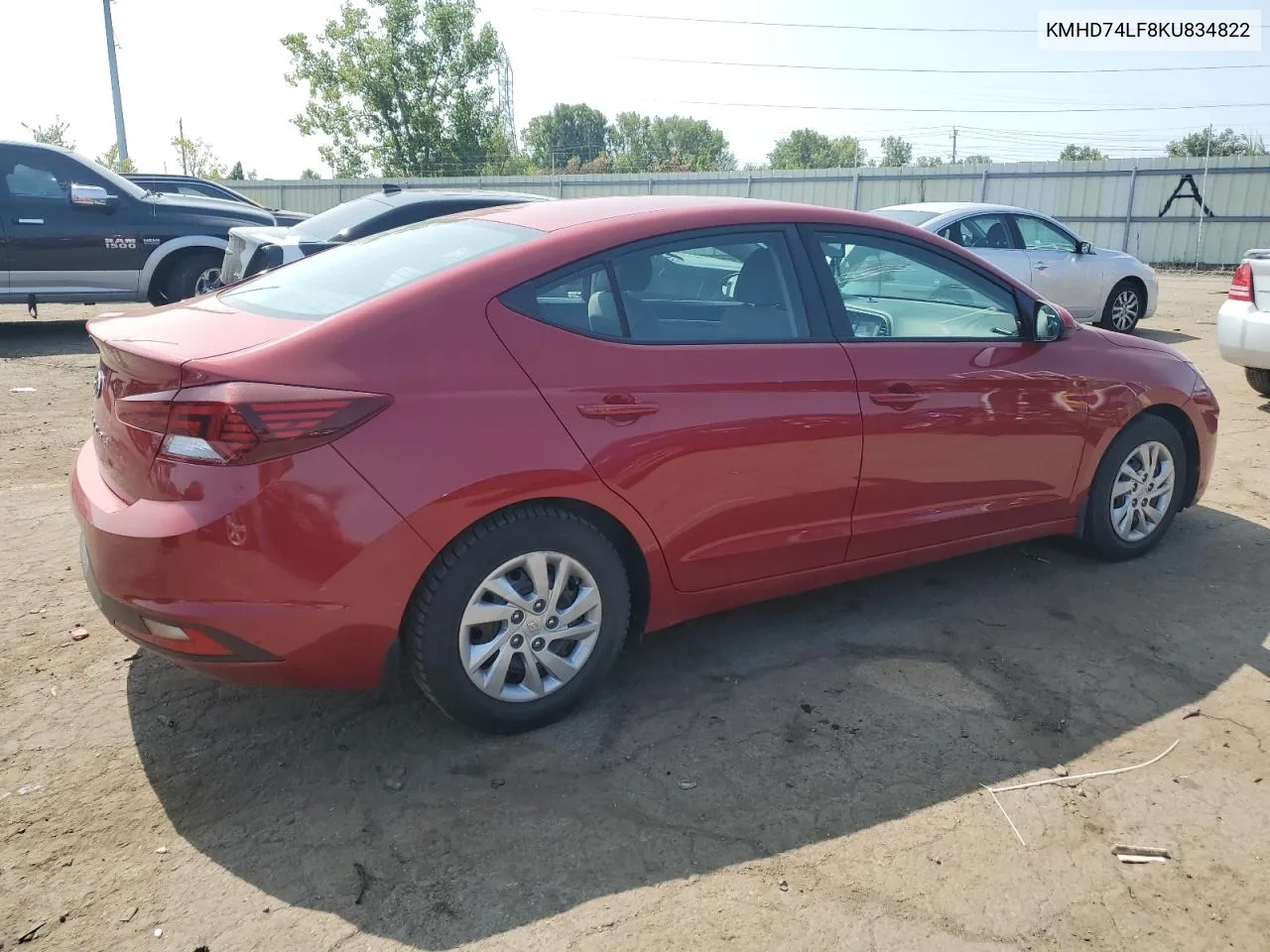 2019 Hyundai Elantra Se VIN: KMHD74LF8KU834822 Lot: 68379904