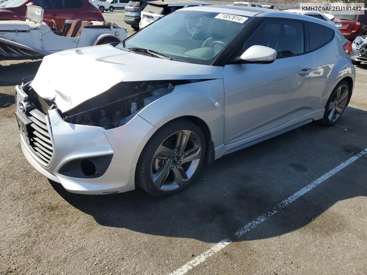 2014 Hyundai Veloster Turbo VIN: KMHTC6AE2EU191482 Lot: 71857614