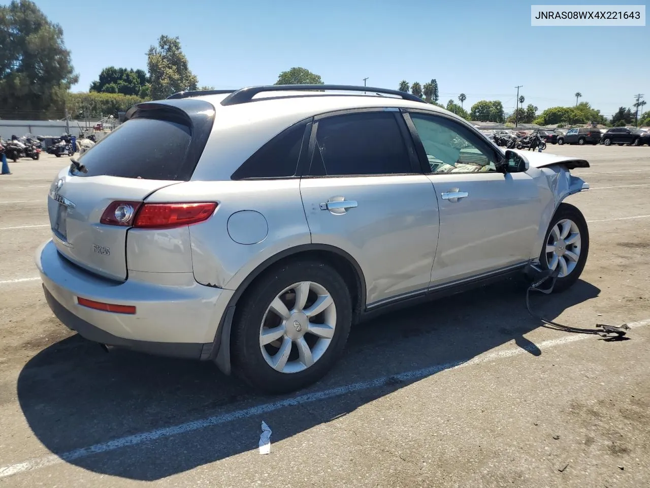 2004 Infiniti Fx35 VIN: JNRAS08WX4X221643 Lot: 67894254